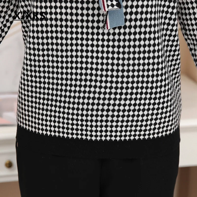 XJXKS Fashion bow collar loose plus size women sweater 2019 autumn winter new high quality cashmere knit pullover | Женская одежда