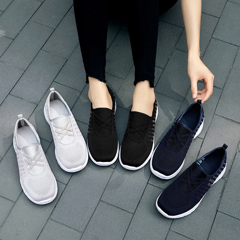 

Women Sneakers Female Knitted Vulcanized Shoes Casual Slip on Flats Ladies Shoes Trainers Summer Tenis Feminino Zapatos Mujer