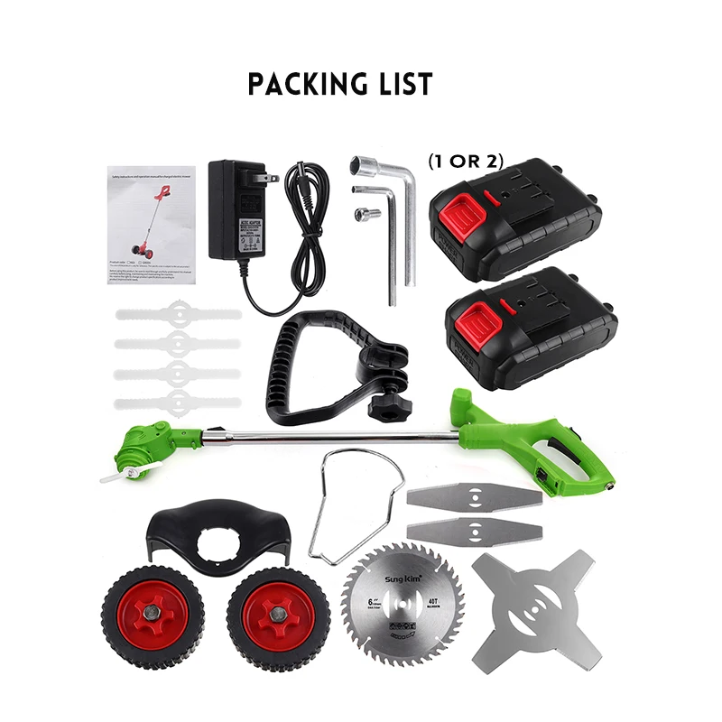 

24V Portable Electric Lawn Mower Weeder 2000mAh Lithium-ion Cordless Grass Trimmer Electric Trimmer Cutter Pruning Garden Tool