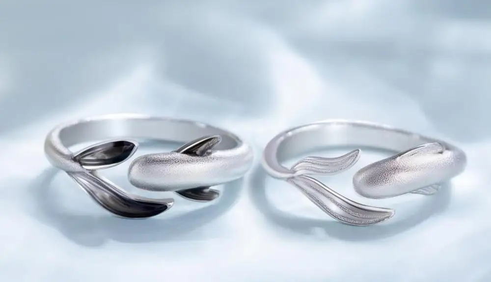 couple of rings Thaya S925 Sterling Silver Ring Lively Meandering Fish High Quality Jewelry Rings For Women Lovers Gift - Цвет камня: couple of rings