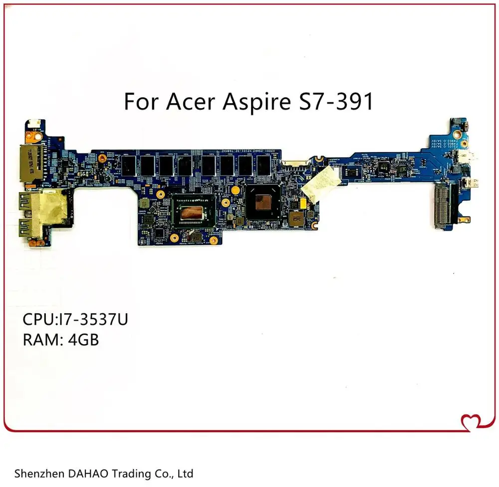 Для ACER Aspire S7 391 материнская плата портативного компьютера с i5 3537U 4GB RAM STORM MB 12223 1 48.4WE05.011 2 48.4WE05.021 100%