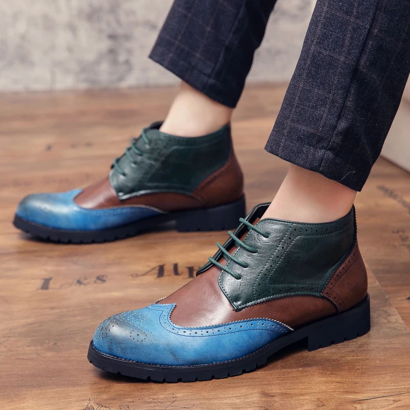 

2021 New Autumn Winter Formal Boots Men In Big Size 47 48 Leather Shoe Mens Fashion Brogue Dress Boots For Man Business Shoes
