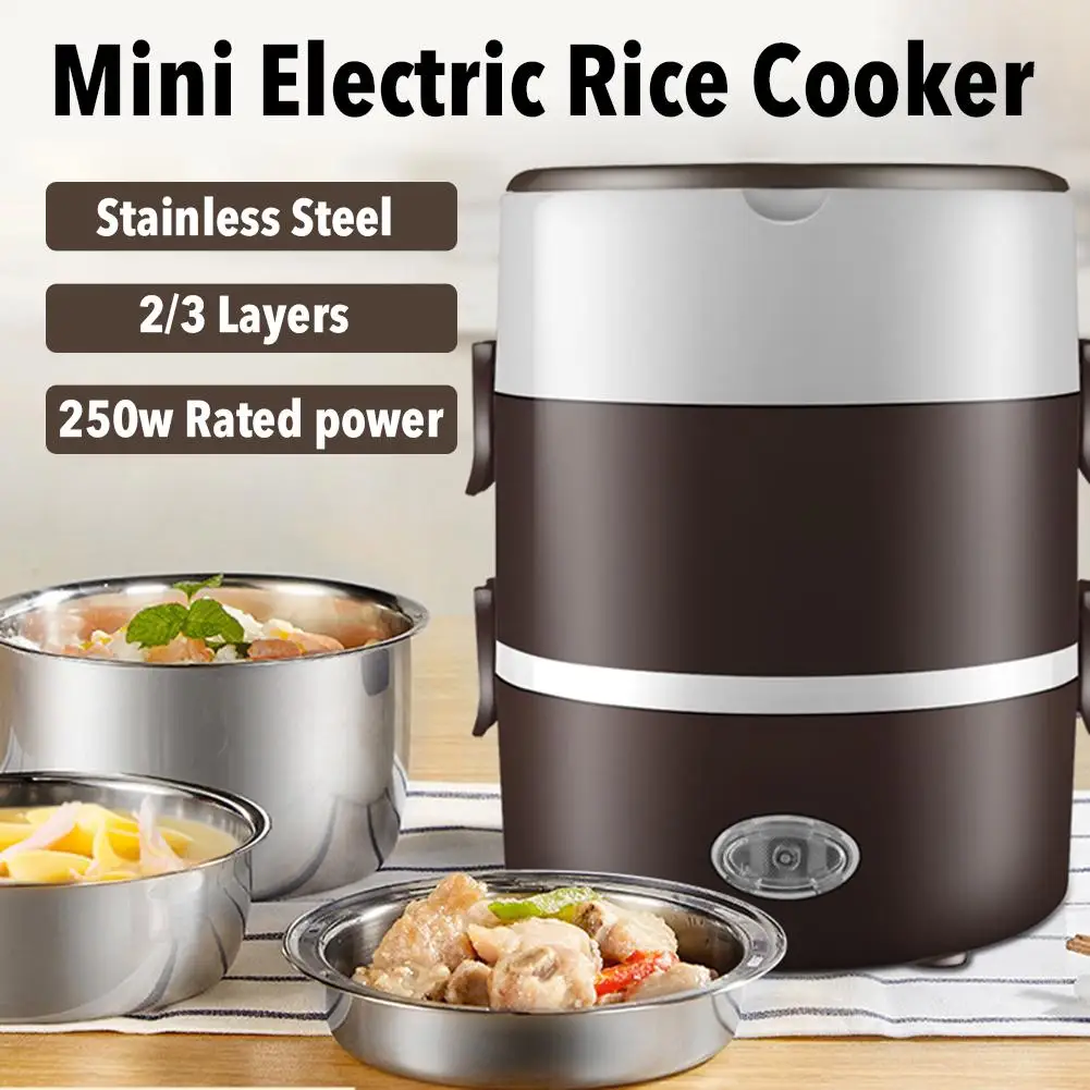 2/3 слоев Мини электрическая рисоварка из нержавеющей стали с подогревом Ланч
