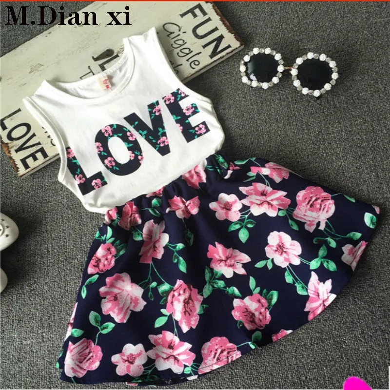 Комплект из 2 предметов для девочек жилет без рукавов с цветочным принтом и