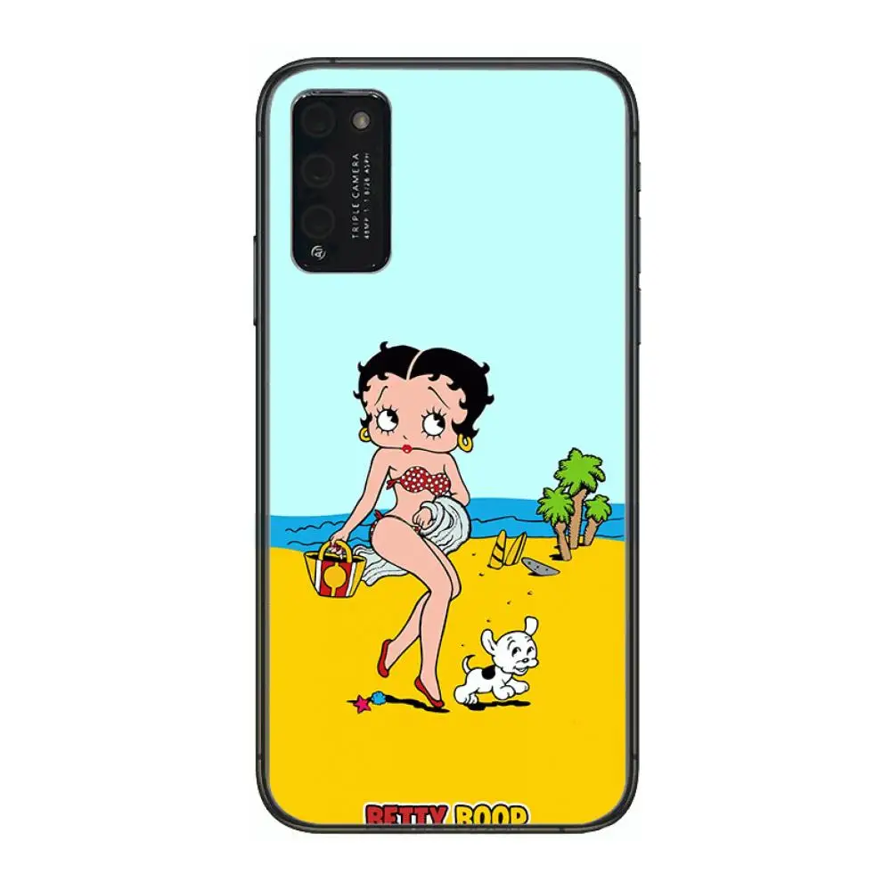 

Betty Boop case Clear Phone Case For Huawei Honor 10 20 30 9 X Pro Lite V 5G RU Black Etui Coque Hoesjes Comic Fashion