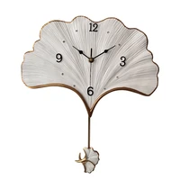 2size big ginkgo leaf swing wall clocks fashion personality creative resin household silent quartz clock home decoration hanging