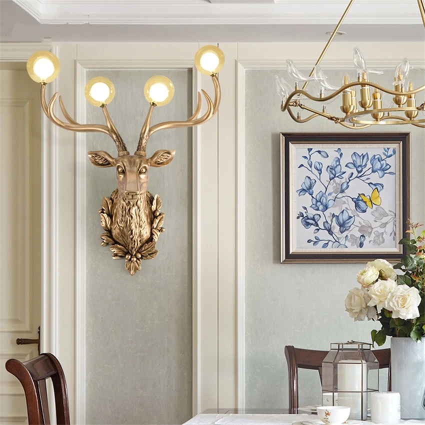Европейский стиль Олень пузырь стеклянный шар Настенные светильники Спальня
