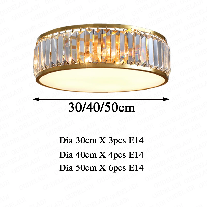 

Modern Copper LED Crystal Ceiling Light Indoor Lighting Fixture Home Decoration Round Ceiling Lamps for Living Room Bedroom