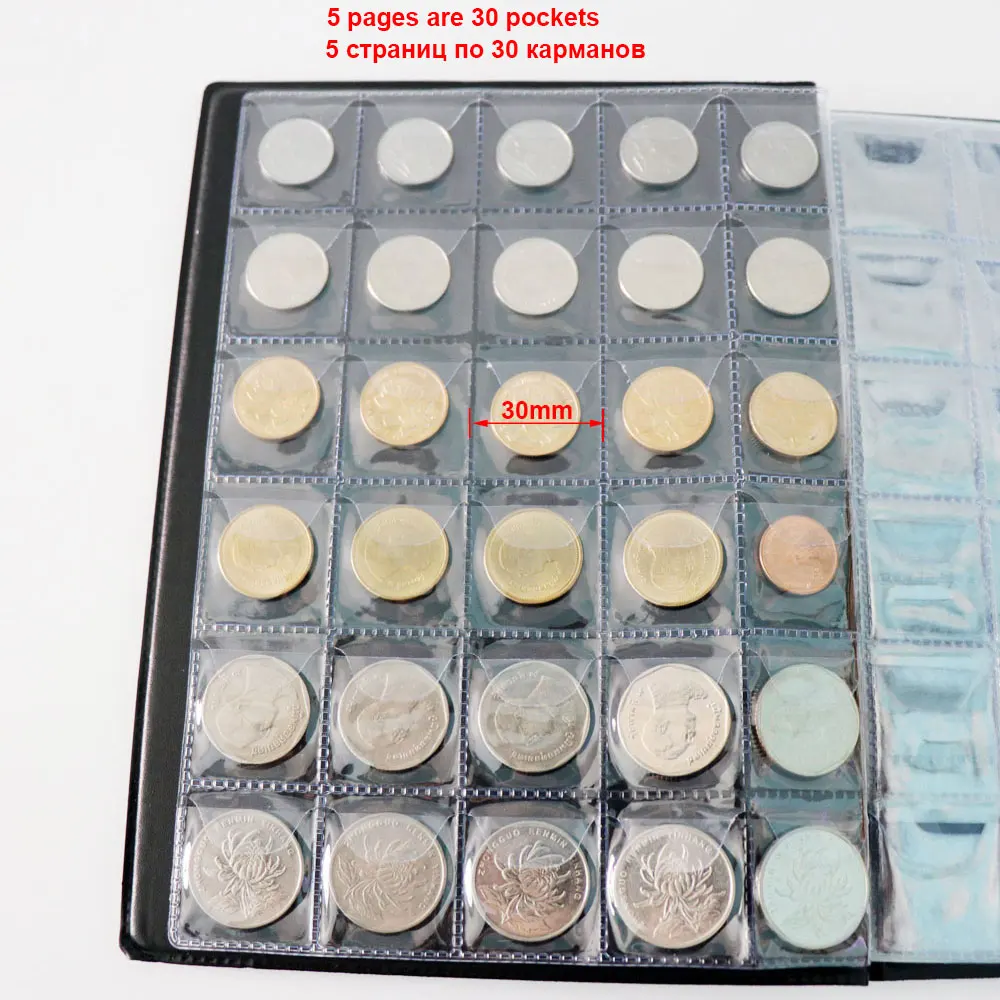 Книга для коллекции монет кожаный альбом 10 страниц 250 карманов Альбом памятных