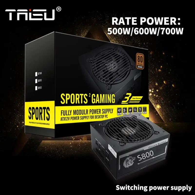 

TAISU S800 ATX-600W ПК блок питания 80Plus Настольный полный модуль мини-блок питания для майнинга компьютерный переключатель