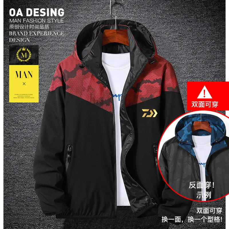 DAIWA Fishing Clothes New Men's Outdoor Camouflage Hooded Jacket Sports Stitching Double-sided Wear | Спорт и развлечения