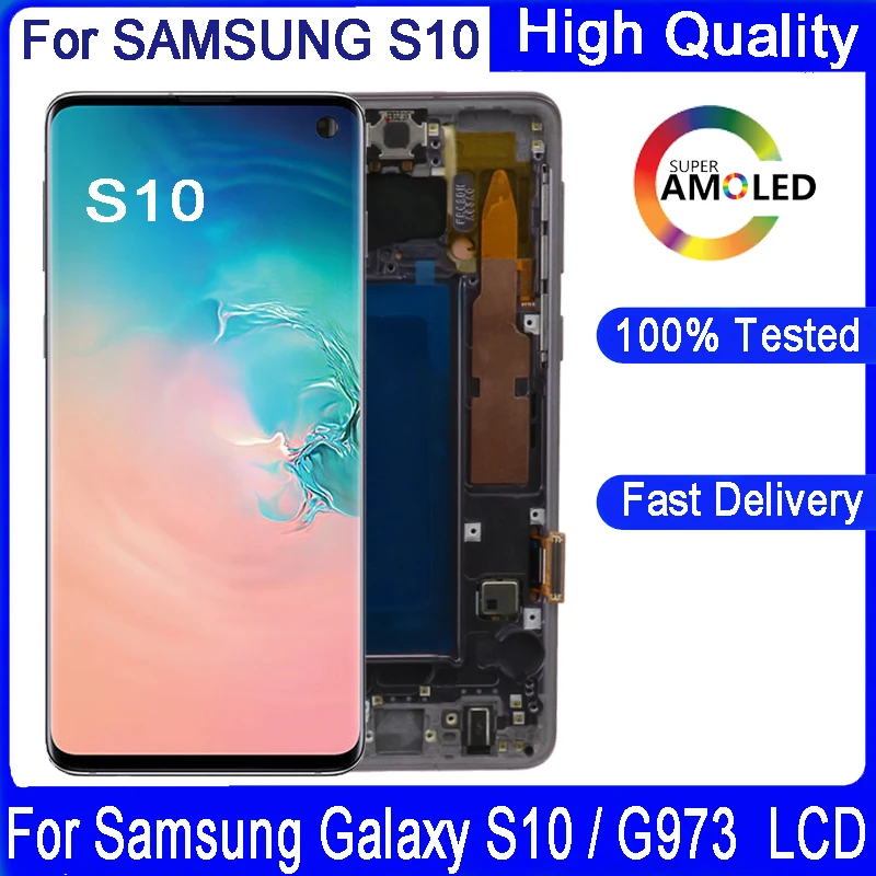 Оригинальный 6 1 &quotSUPER AMOLED ЖК дисплей для SAMSUNG GALAXY S10 G973 SM G973F G973U с рамкой в