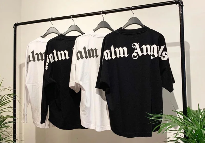 

Palm Angels Short Sleeve Letter Print Short Sleeve Drop Shoulder Big Letter Street T-Shirt
