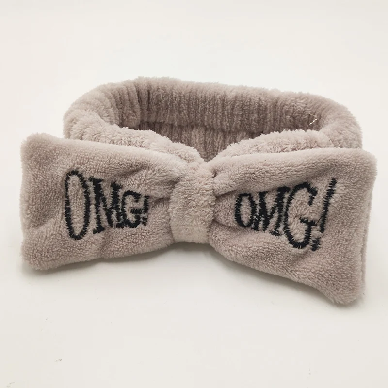 

Fashion Women's Butterfly Bow Hair Band OMG Letters Wash Headband Girls Headwear Hairbands Coral Soft Hair Accessories for Girl