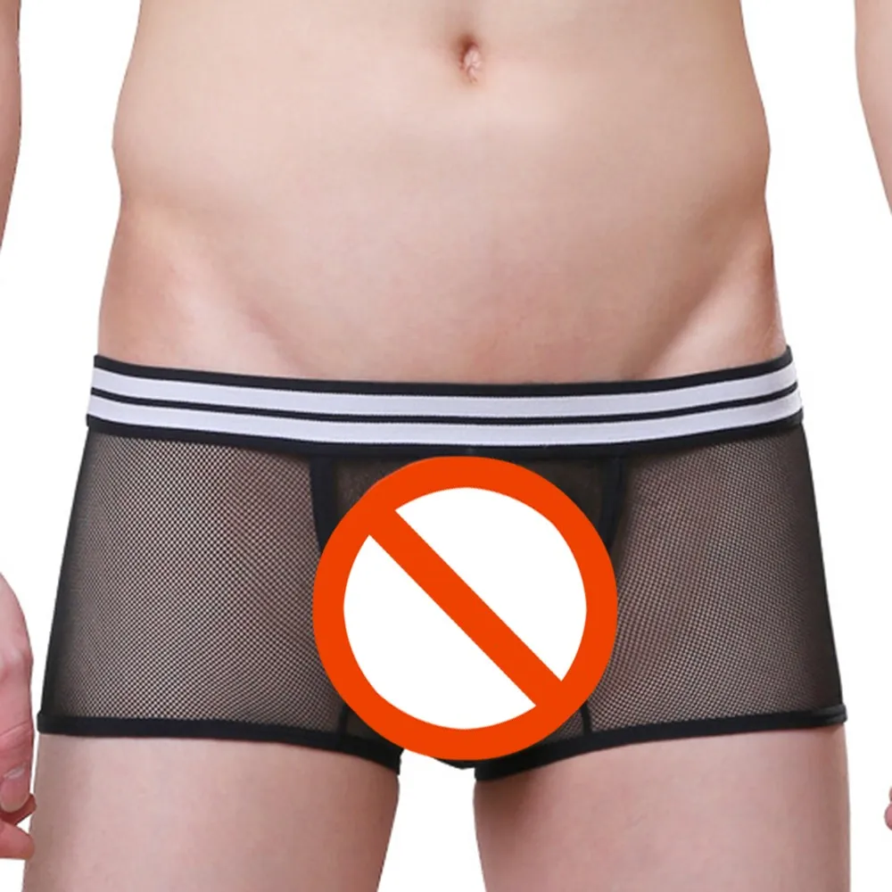 

Mesh Underwear Men See Through Boxers U Convex Low Waist Male Underpants Male Breathable intimate Panties lingerie intimate A50