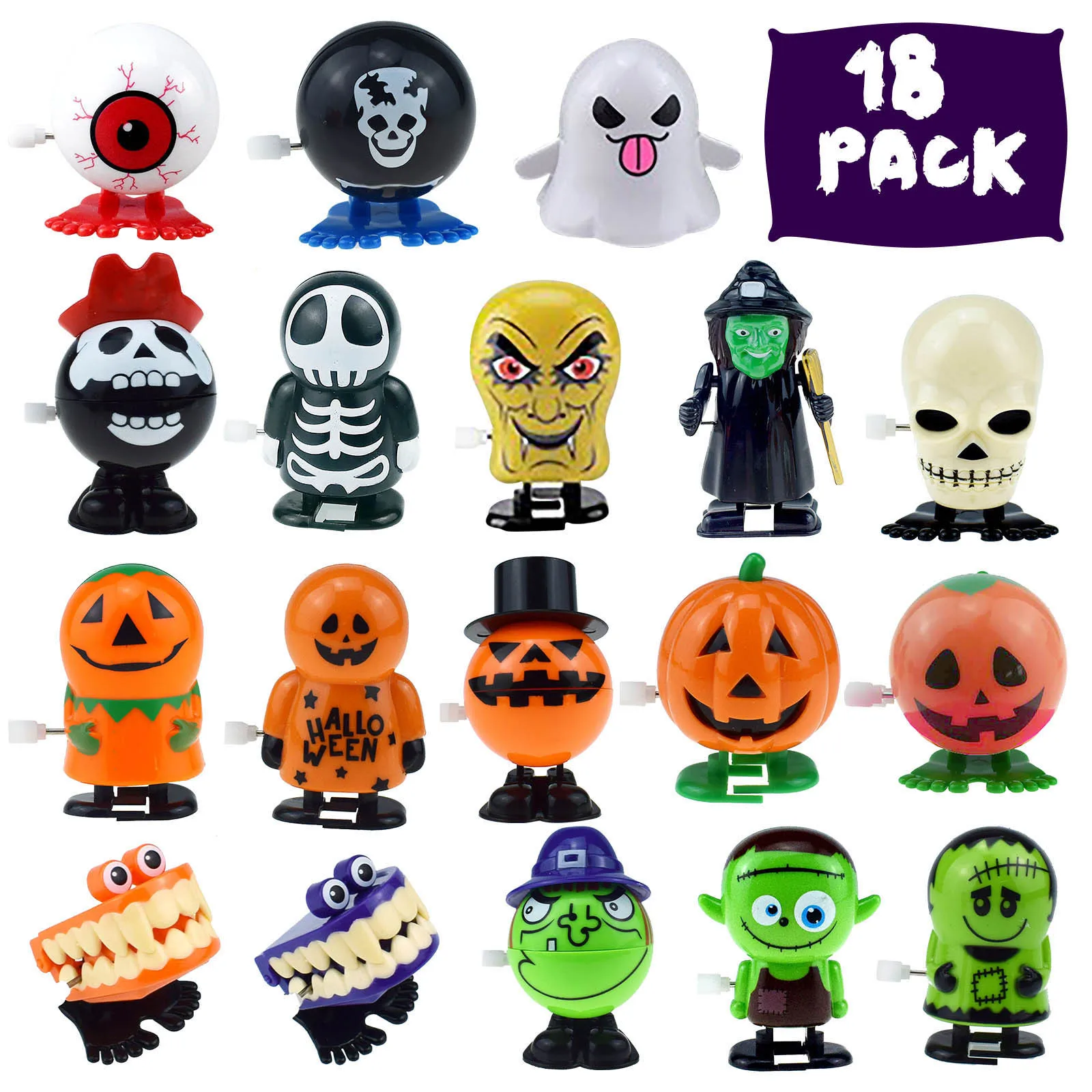 

18 шт. креативные и Интересные детские игрушки на Рождество, Хэллоуин, заводные игрушки, заводные вращающиеся глаза, прыгающие зубы, призрачн...