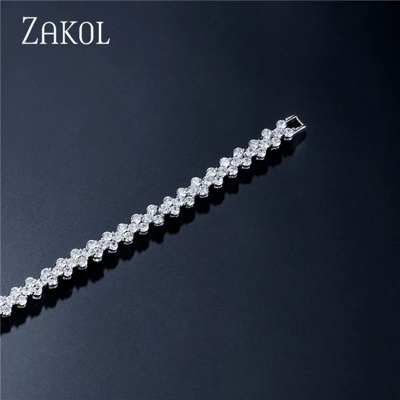 ZAKOL Лидер продаж высокое качество фианит Римский браслет-цепочка для женщин
