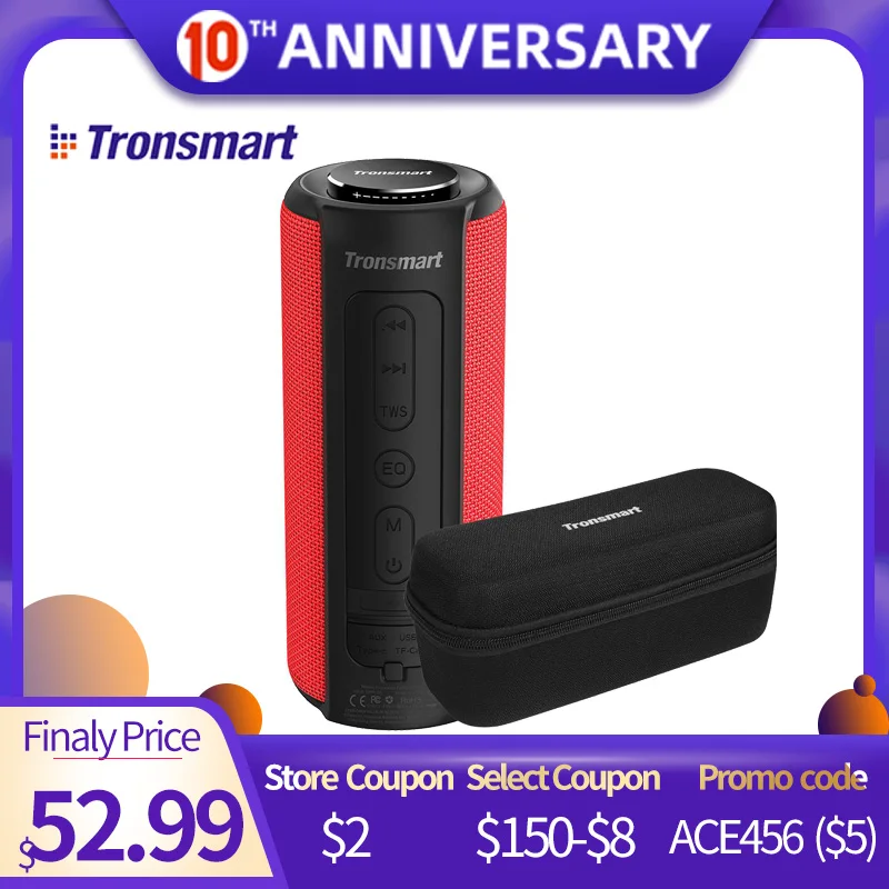 Портативная Bluetooth Колонка Tronsmart T6 Plus 40 Вт водостойкая IPX6|Портативные колонки| |