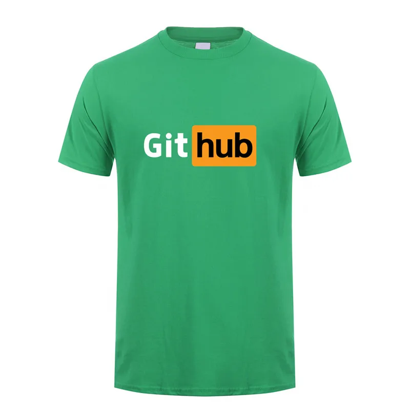 Забавный дизайн футболка Github хлопковая Футболка с круглым вырезом и короткими рукавами Мужская футболка LH-151 - Цвет: Irish Green