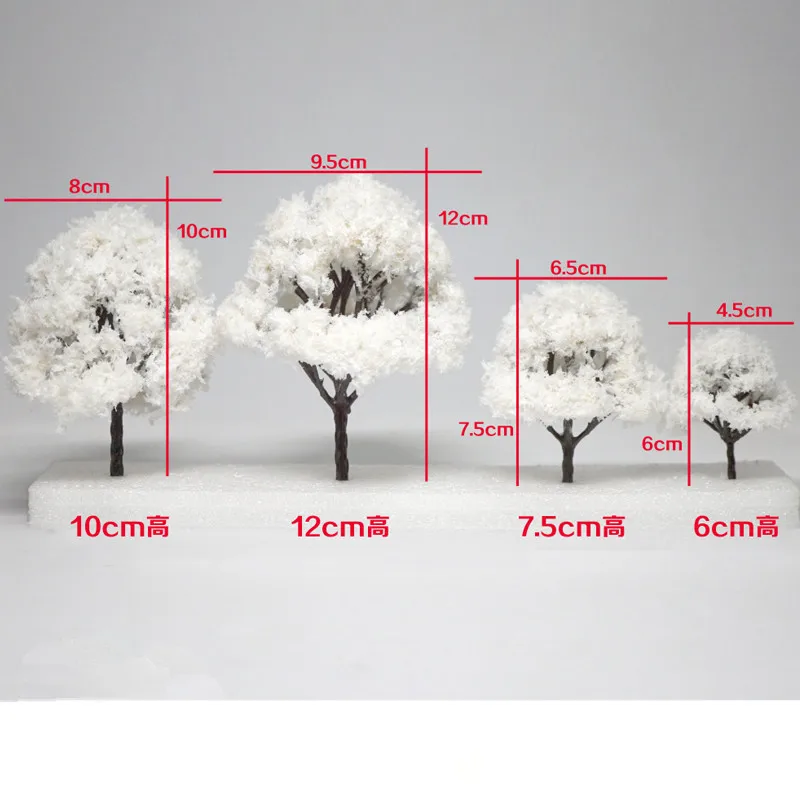 

5Pcs Simulation Model Scene Simulated Snow White Tree Model Grass Model Materials