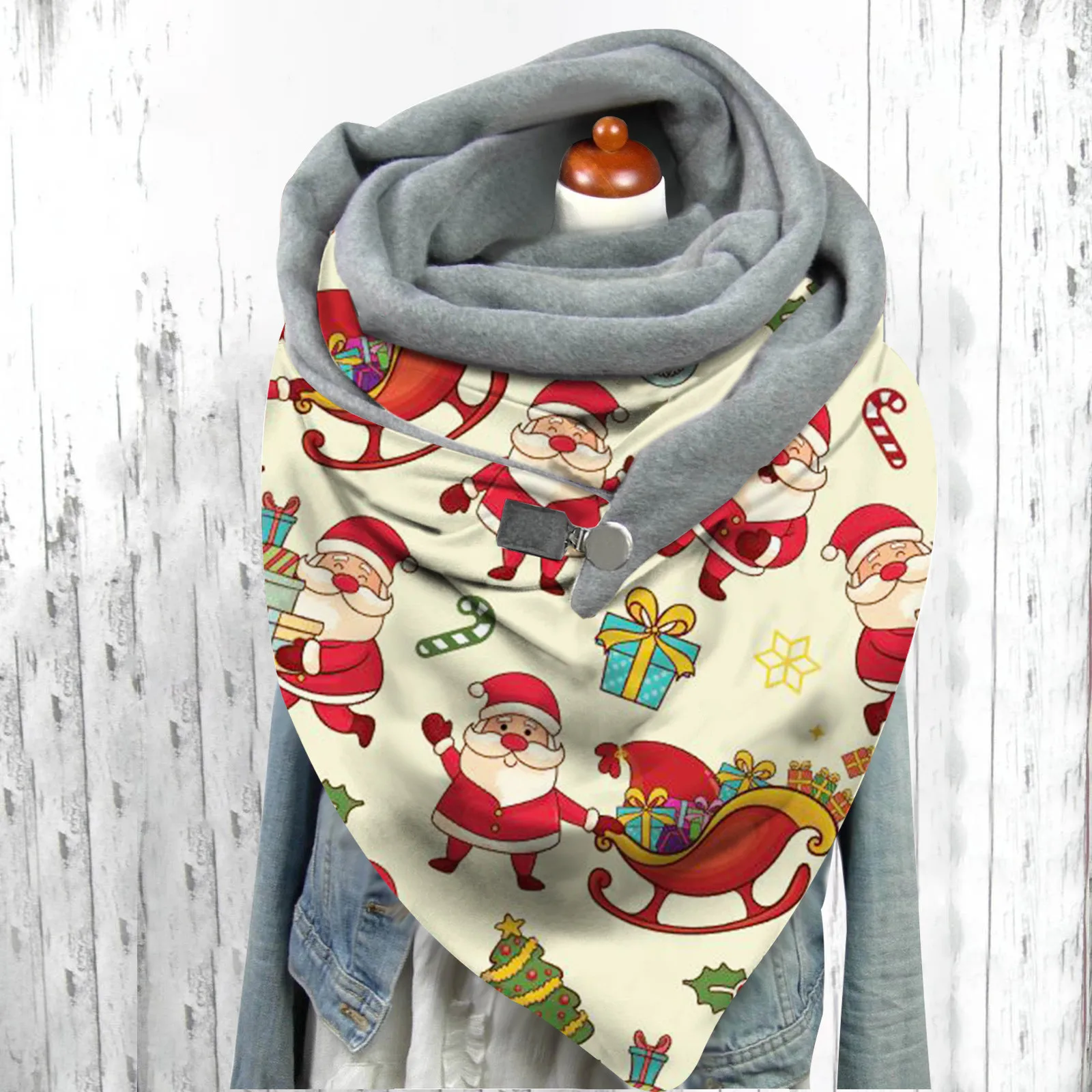 С рождественским принтом для женщин бандана зимние женские шарфы многоцелевой