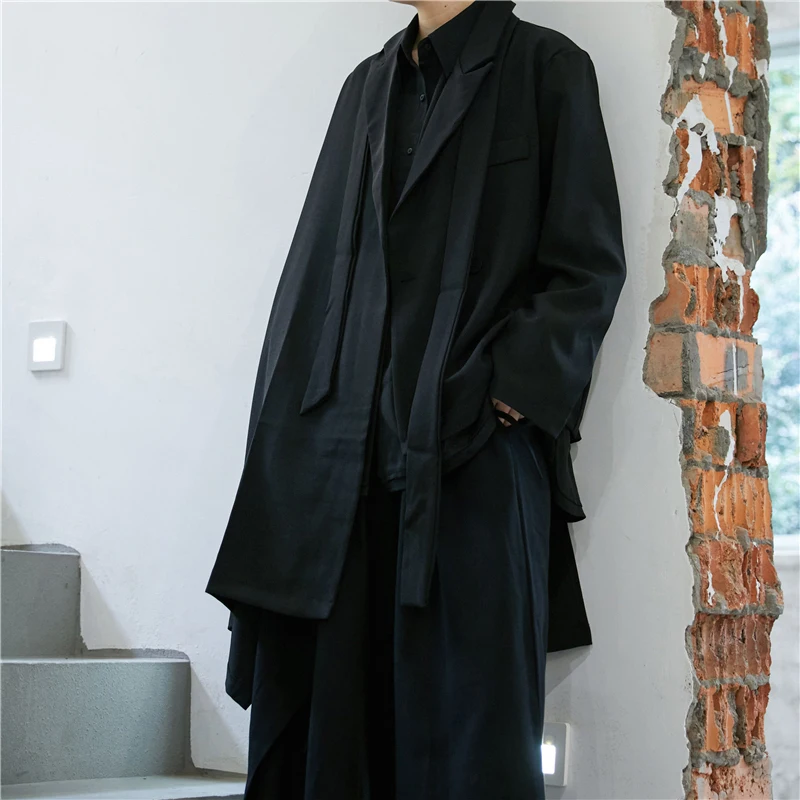 

[EAM] Women Black Asymmetric Big Size Blazer New Lapel Long Sleeve Loose Fit Jacket Fashion Tide Spring Autumn 2021 1DD0456