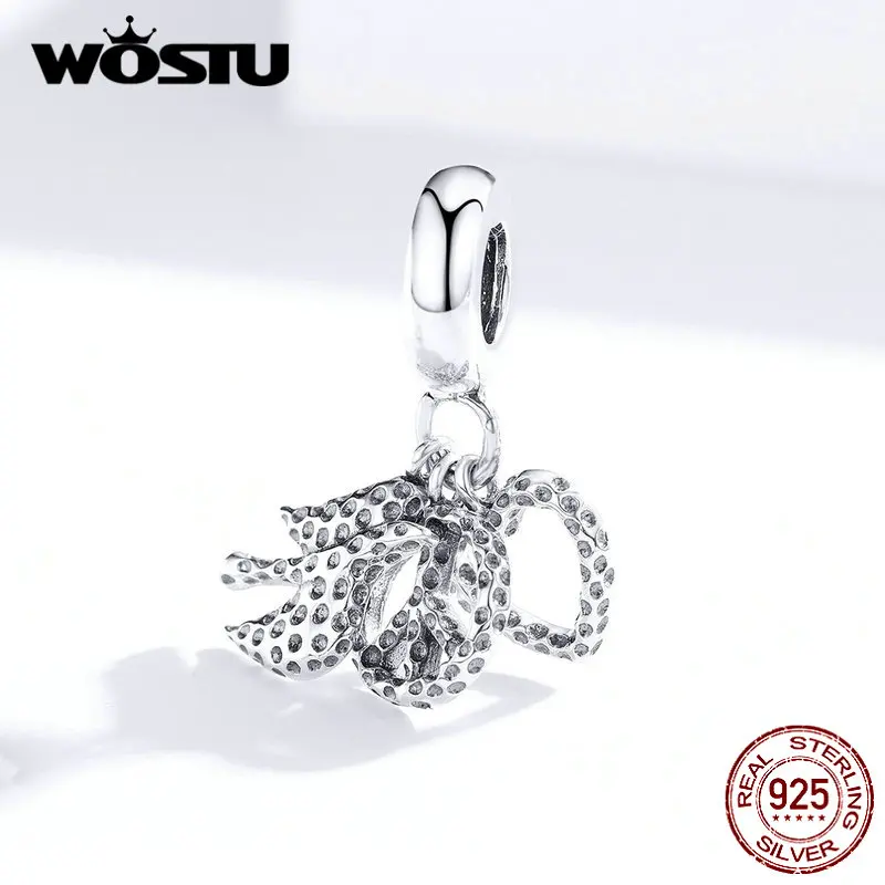WOSTU анти-война и мир голубь сердце шарм 925 пробы серебро подходит оригинальный