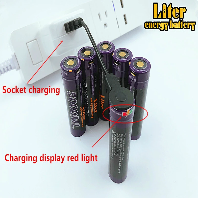 4 шт. перезаряжаемые литий ионные аккумуляторы USB 5000 18650 мАч 3500 в + кабель 3 7