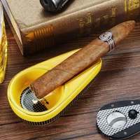 portable cigar ashtray for home car ceramic tobacco cigarette ashtray with single cigar holder round ash slot gift for men
