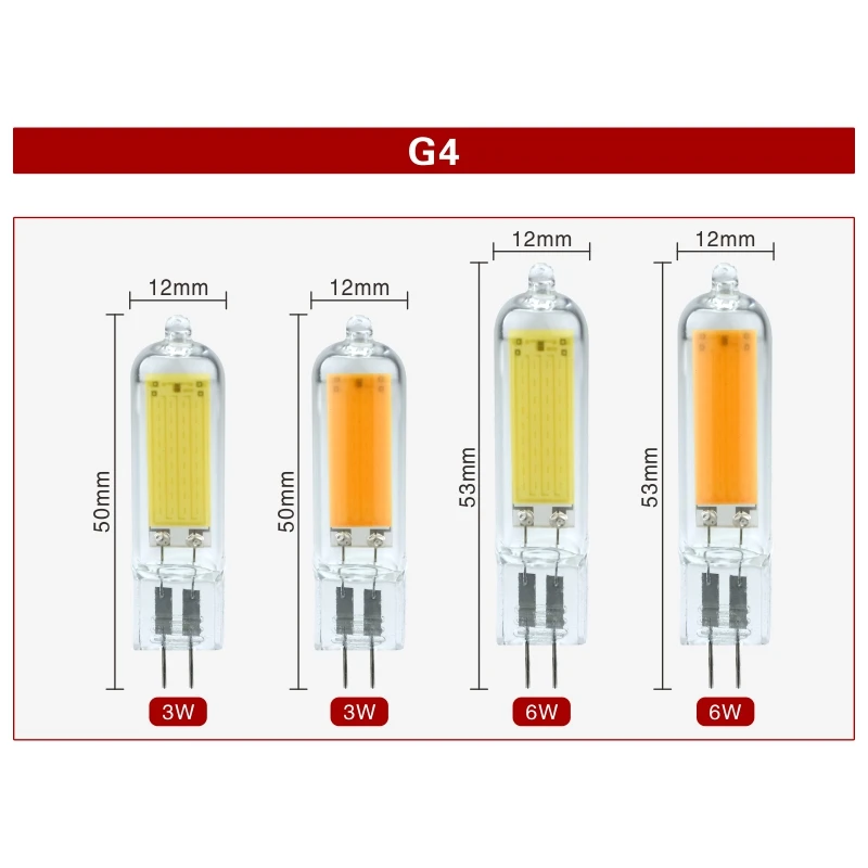 10 шт./лот G4 G9 Светодиодная Лампочка 3 Вт 6 220 В приглушаемая COB стеклянная