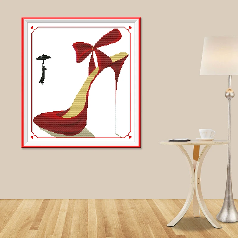 Радость воскресенье красный Обувь на высоком каблуке узоры для вышивания