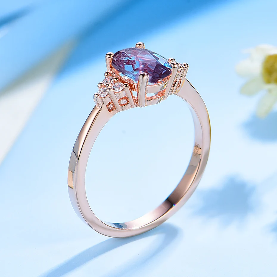 Женское кольцо с Александритом kuolit 1 5 CT lab grown серебряное из настоящего 925 пробы 585