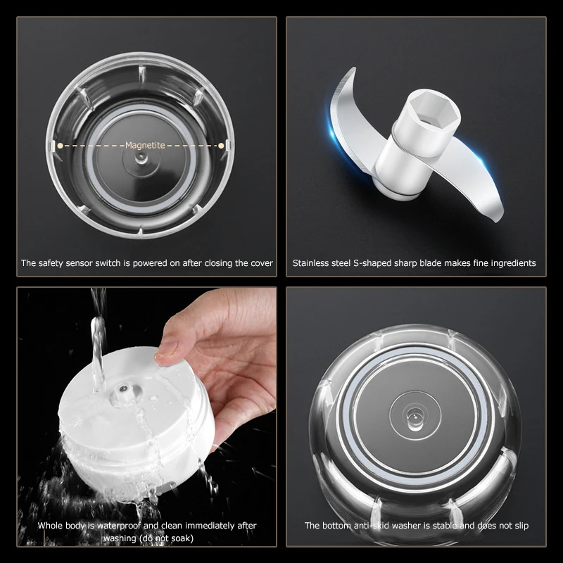 

Electric Wireless Chopper Garlic Masher Meat Grinder Durable Mini Food Garlic Maker USB Charging Kitchen Crusher Chopper