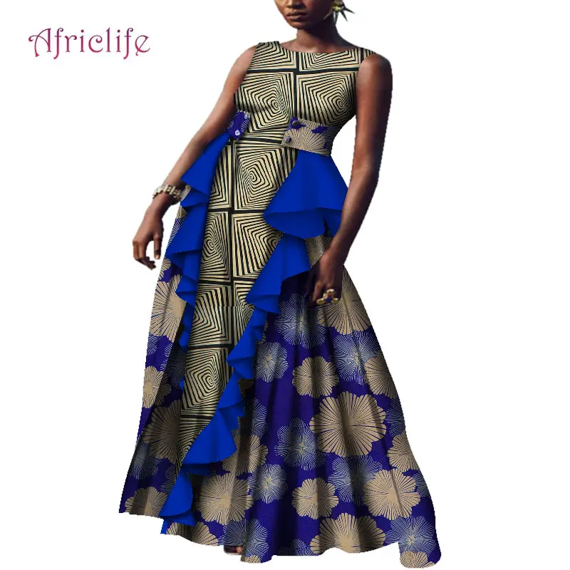 Женские Африканские модные традиционные платья с принтом Анкары Дамская одежда