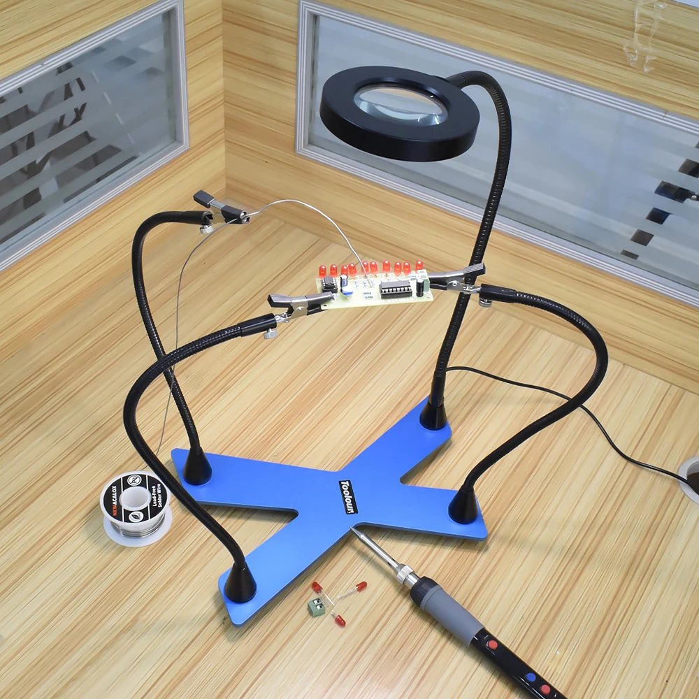 Toolour 3X лупа USB Светодиодная лампа Сварка третья рука подставка для паяльника Staion