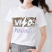 classic t shirt slim womens wild leopard pattern print series casual o neck comfortable ladies commuter t shirt short sleeve