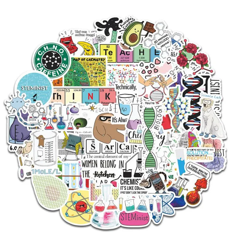 

10/30/50PCS Chemical Laboratory Cartoon Graffiti Mobile Phone Helmet Laptop Guitar Waterproof Decorative Stickers Wholesale