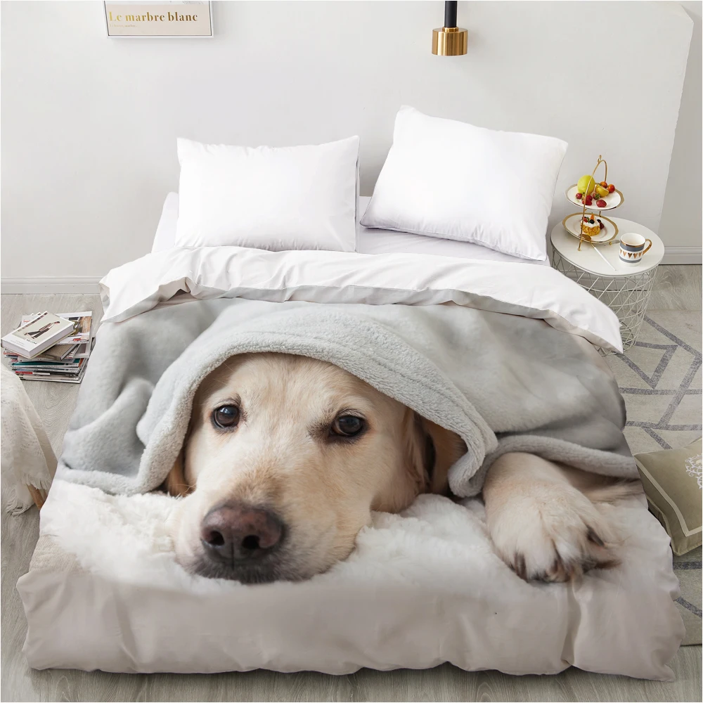 

3D Duvet cover Quilt/Blanket/Comfortable Case Luxury Bedding Digital Printing Bed Linen for Home animal dog Lie down
