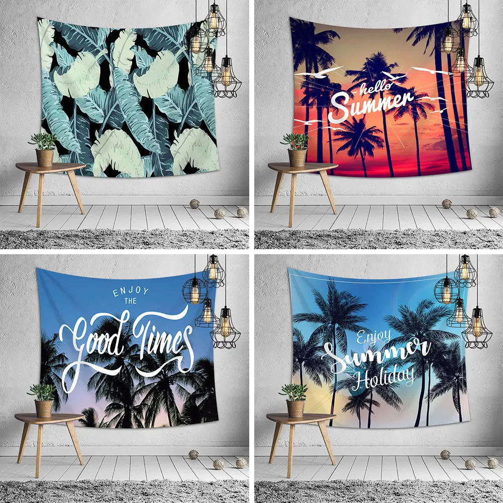

Tropical Summer Beach Wall Cloth Tapestries Palm Tree Polyester Printed Wall Hanging Tapestry Landscape Beach Towel Home Decor