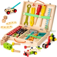 kids wooden toolbox pretend play set educational montessori toys nut disassembly screw assembly simulation repair carpenter tool