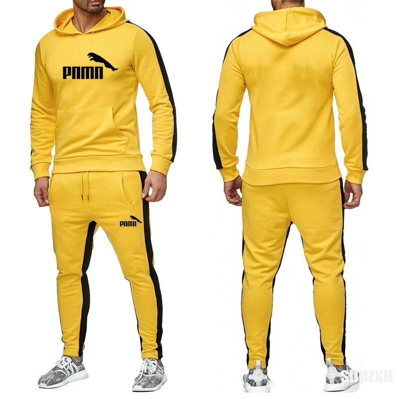 

New 2020 men's Brand Tracksuit men thermal Sweatshirts Men Sportswear Sets Pumba hoodie+Pants Sporting Suit Male chandal hombre