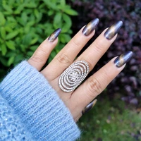 leeker vintage oval shape multilayer crystal rings for women silver color hollow big ring wedding jewelry ring on finger zd1 xs8