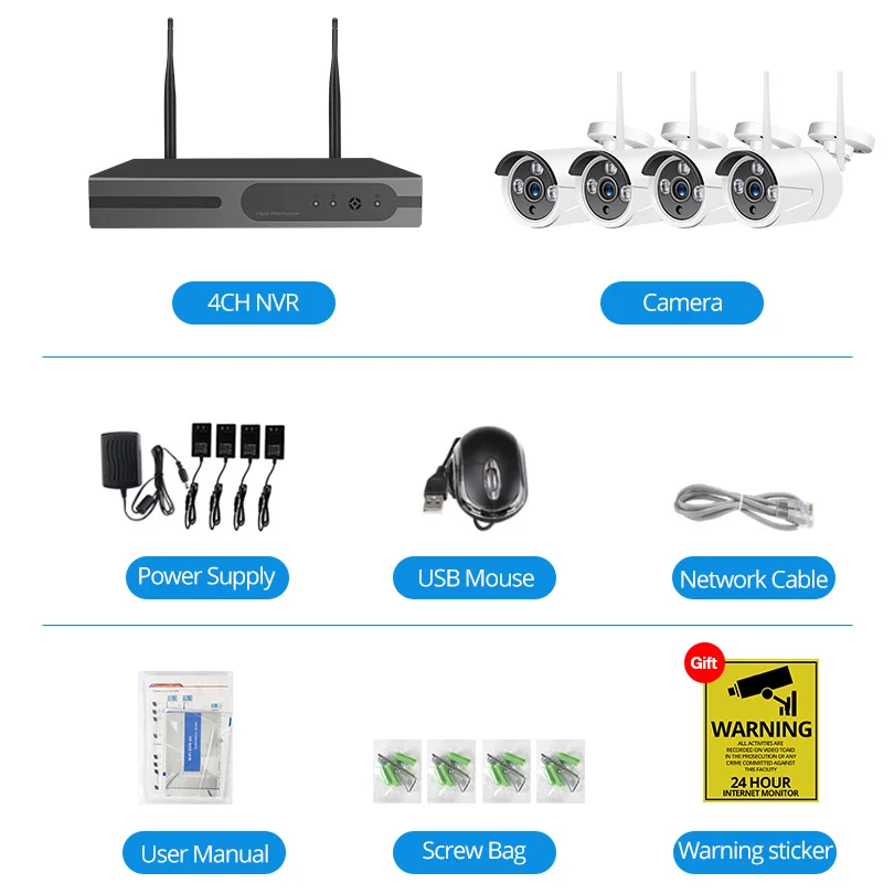 Wheezan CCTV система безопасности камера беспроводной комплект 1080P 4CH Wifi домашний