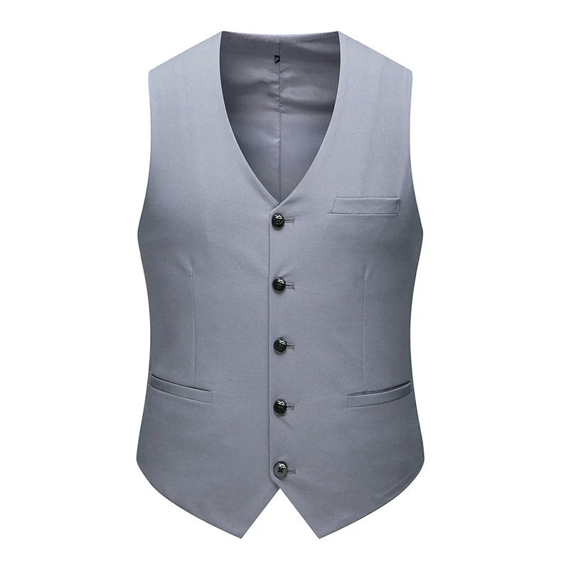 Dark gray Брендовый костюм, жилет, мужской, Повседневный, однобортный, формальный, жилет, костюм для офиса, жилет для социальных мероприятий, приталенный, мужской жилет без рукавов - Цвет: Dark gray