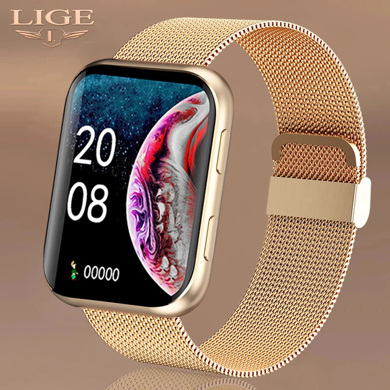 

LIGE New Smart Watch Women Men 1.69'' Full Touch Sports Watches Blood Pressure Sleep Monitoring Women Smartwatch For Android IOS
