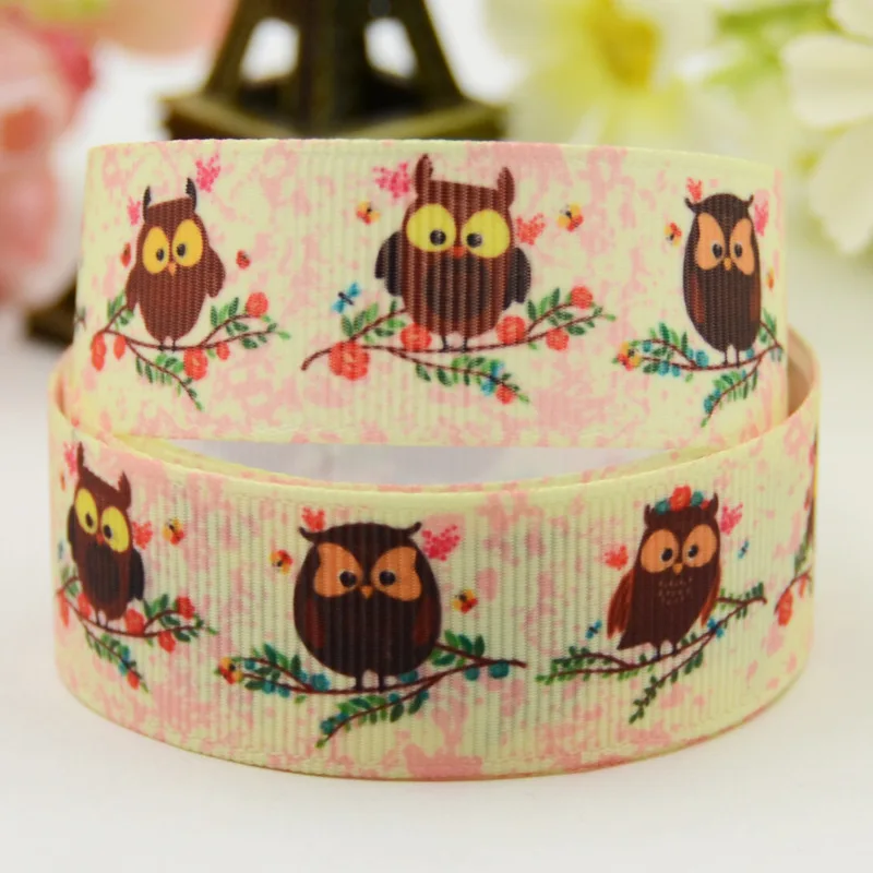 

1" 25mm, 38mm 1-1/2" Owl Cartoon Printed Grosgrain Ribbon Handmade Accessories Party Decoration DIY Crafts 100yards
