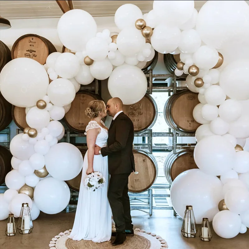 

White Chrome Gold Balloon Garland Arch Kit Wedding Birthday Bachelorette Engagements Anniversary Party Backdrop DIY