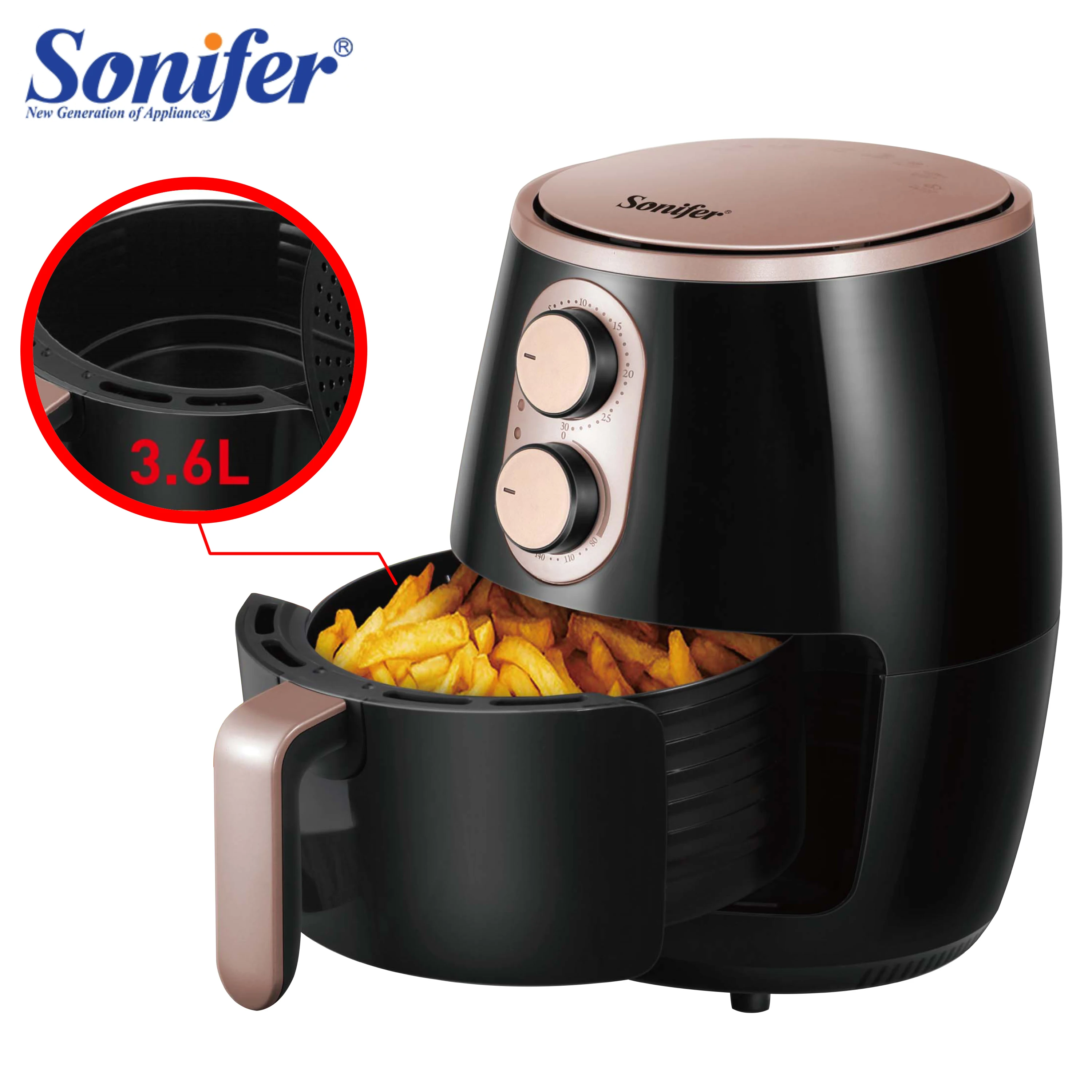 

Электрическая Фритюрница Sonifer 360 л, духовка для выпечки со светодиодным сенсорным экраном, светодиодный пригарная корзина без масла, домашн...