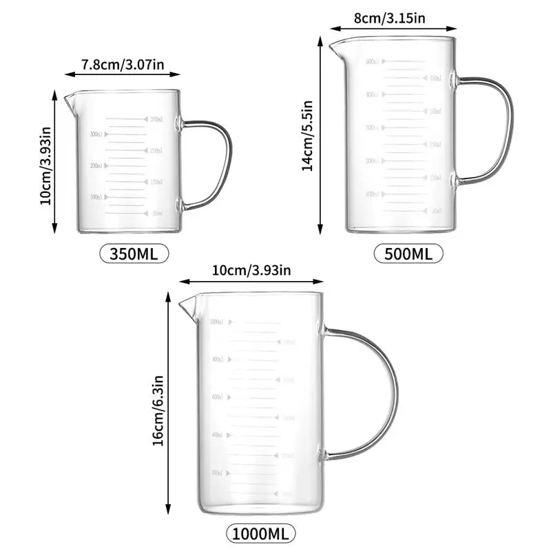 

350/500/1000ml Glass Measuring Cup Milk Jug Heat Resistant Measure Jug Creamer Scale Cup Tea Coffee Pitcher With Bamboo Cover