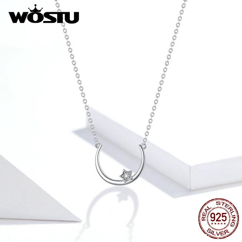 WOSTU 2020 Новое поступление 925 пробы Серебряное Элегантное ожерелье со звездой